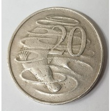 AUSTRALIA 1966 . TWENTY 20  CENTS COIN . VARIETY . WAVY . LONDON REVERSE DIE